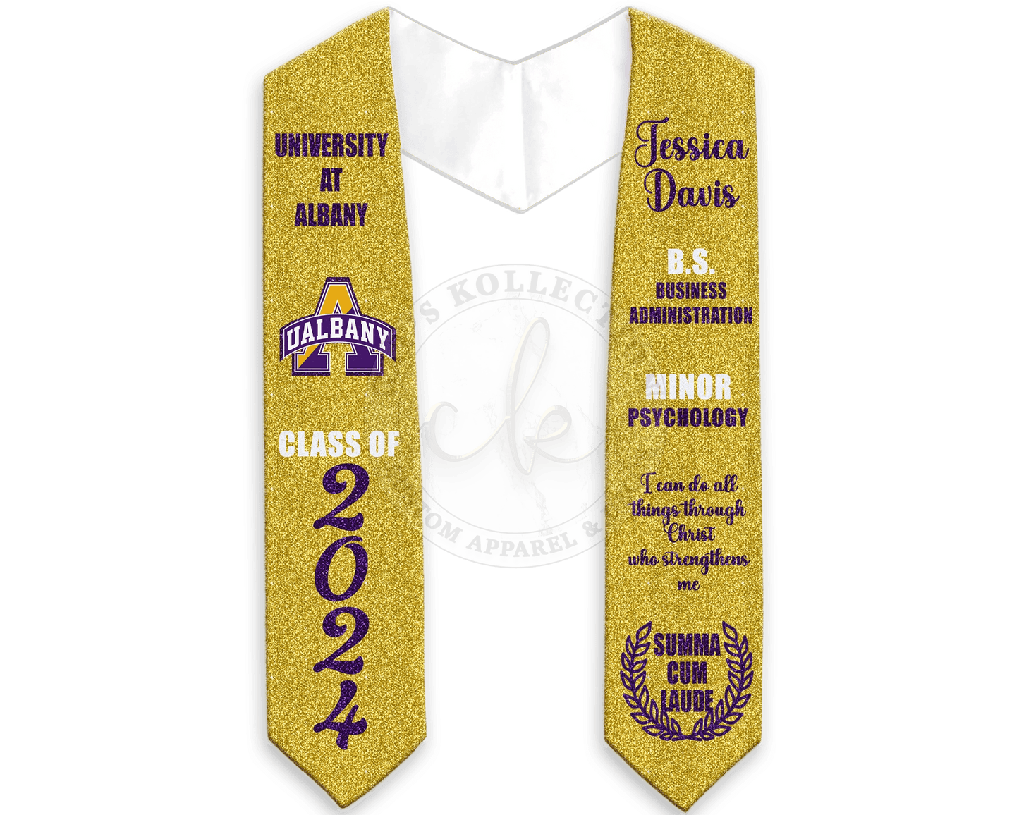 Custom Graduation Full Glitter Stole - Cat's Kollection