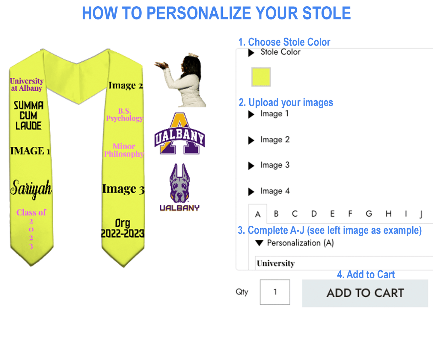 Graduation Stole Personalization Instructions