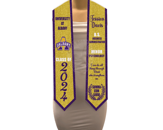 Custom Graduation Full Glitter Stole - Cat's Kollection