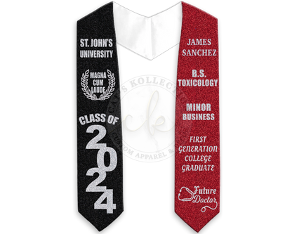 Custom Graduation Full Glitter Stole - Two Toned