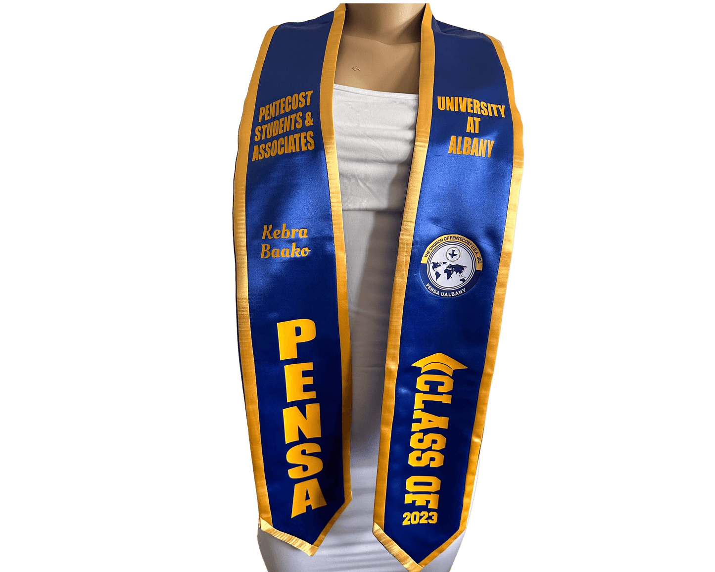 Custom Graduation Satin Stole with Satin Trim - Cat's Kollection