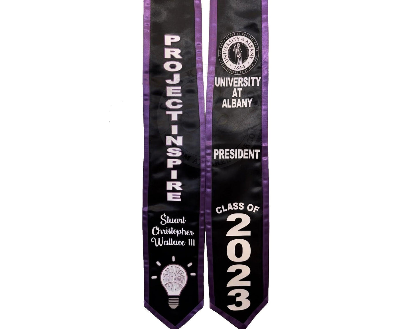 Custom Graduation Satin Stole with Satin Trim - Cat's Kollection