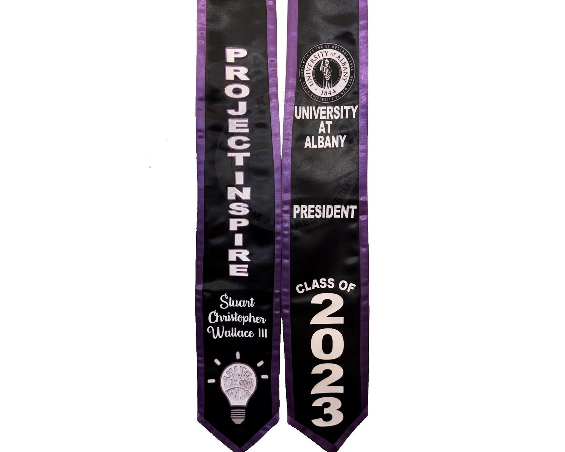 Custom Graduation Satin Stole with Satin Trim - Cat's Kollection